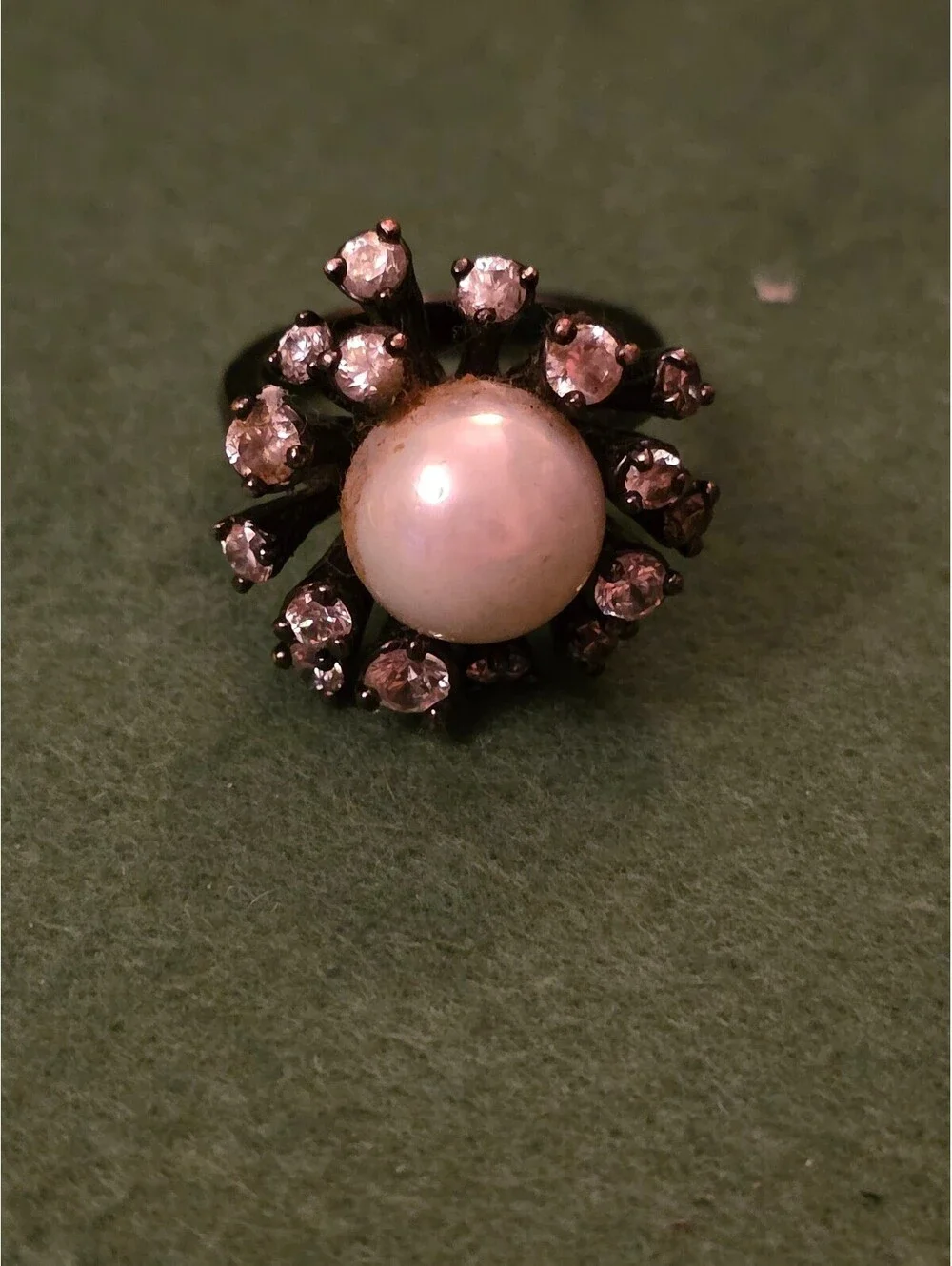 Park Lane Enchanted Ring Hematite, Pearl & Crystals - Sz 8
